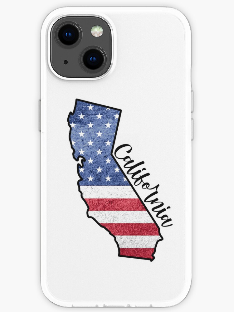 California State Outline with Patriotic USA American Flag
