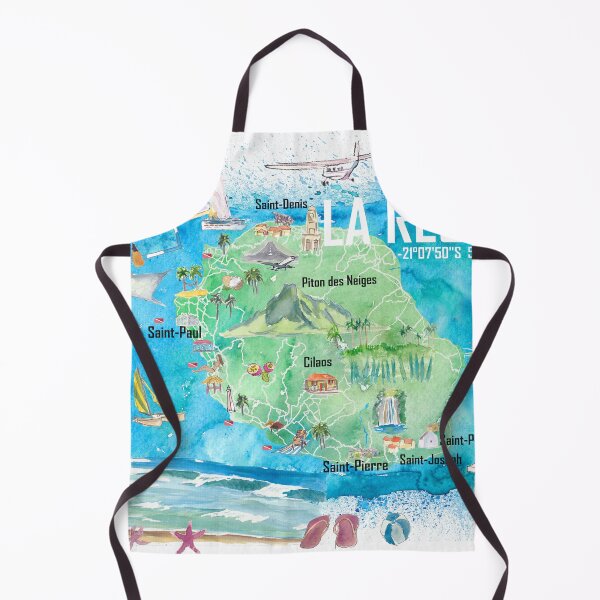 Item preview, La Reunion Illustrated Island Travel Map with Tourist Highlights designed and sold by artshop77.