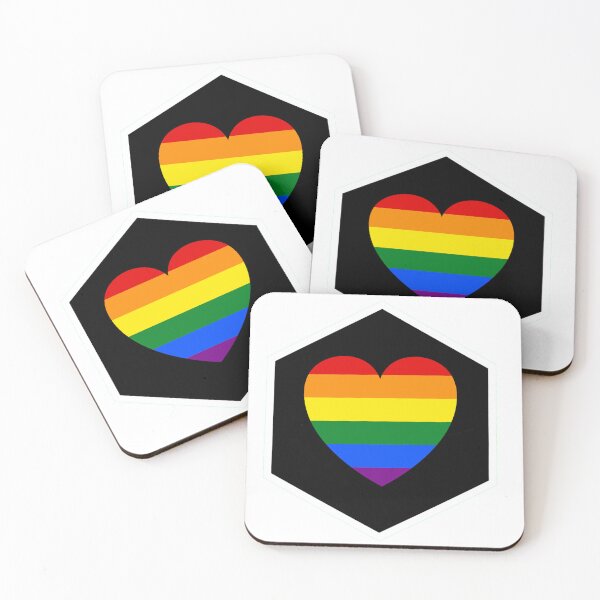 Item preview, Pride rainbow heart hexagon designed and sold by Sci-Art-Cafe.