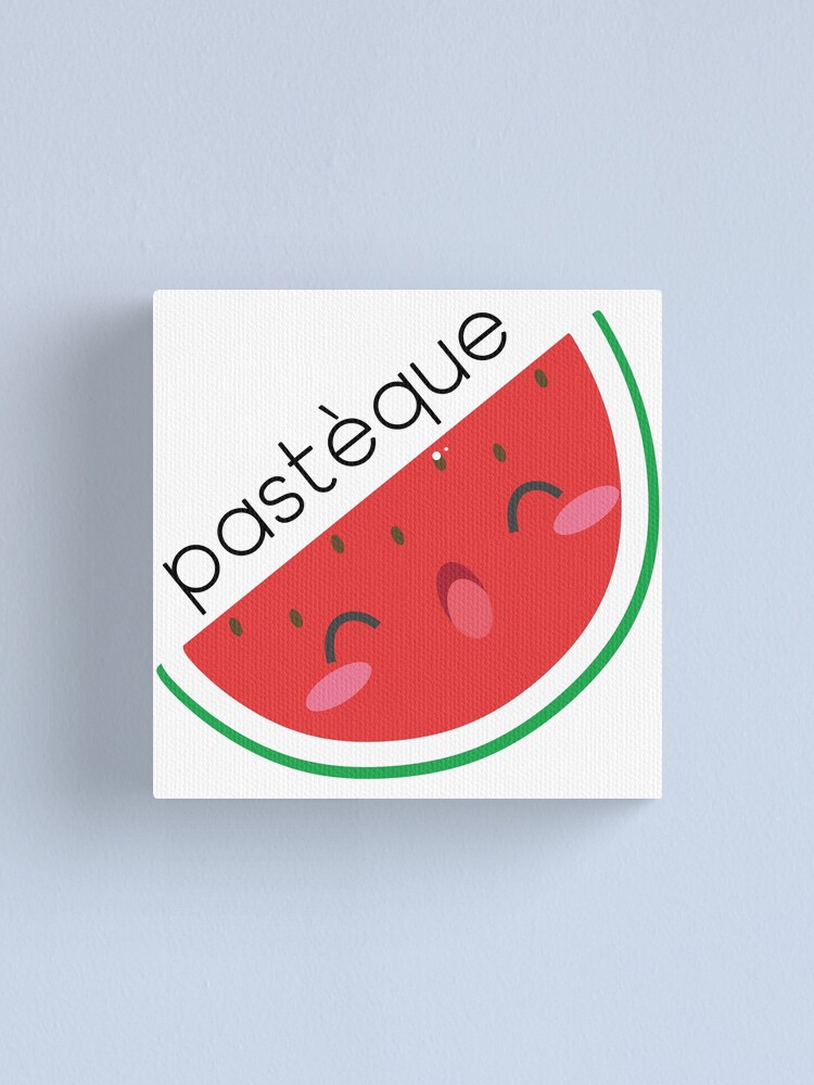 "pastèque (watermelon in French) French language text with kawaii cute