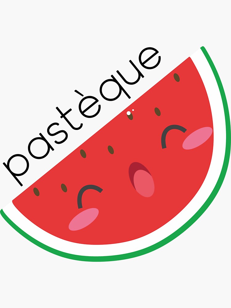 "pastèque (watermelon in French) French language text with kawaii cute