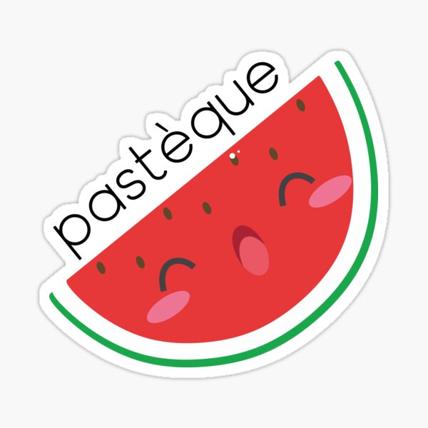 "pastèque (watermelon in French) French language text with kawaii cute