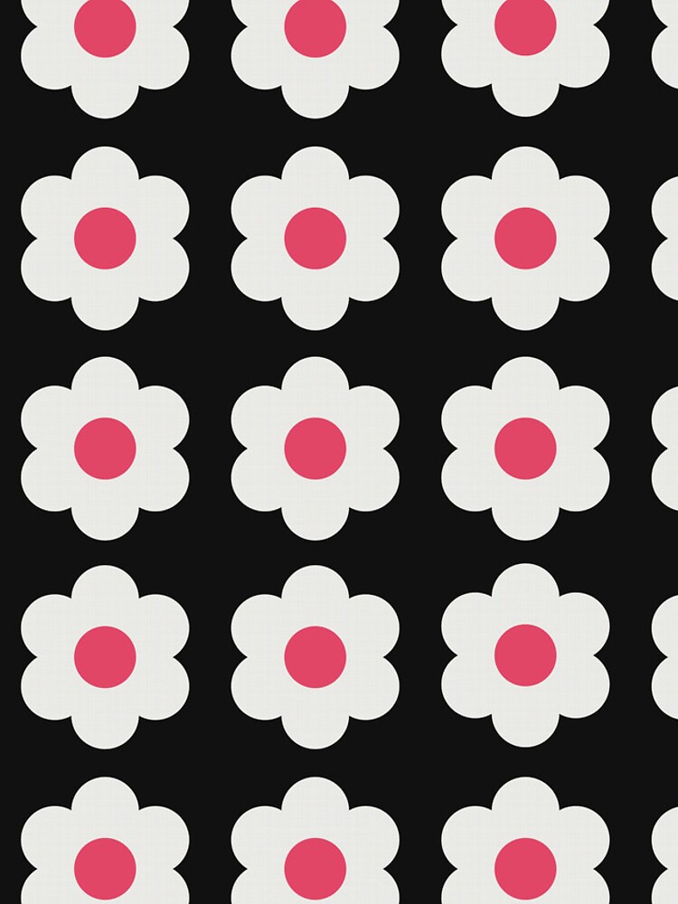 Cute Black and Red Retro Daisy Flower Pattern Design by ddpvk