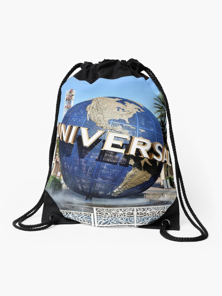 Universal Studios Black and White Drawstring Backpack Canvas Bag with Zipper