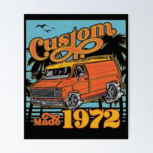 Artikelvorschau, Retro Van Custom Made 1972 Vati Geburtstag Vintage entworfen und verkauft von bigraydesigns.