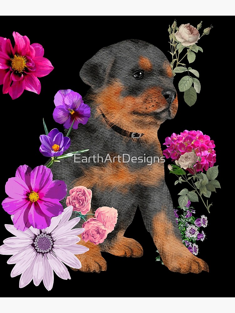 chiots mignons avec des fleurs