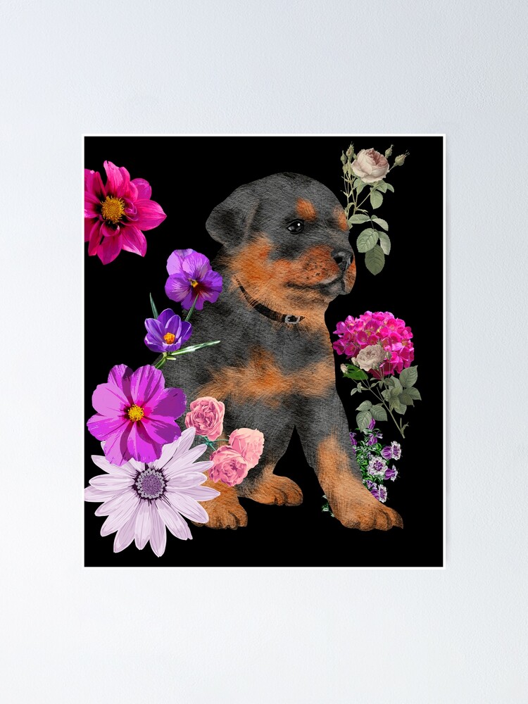 chiots mignons avec des fleurs