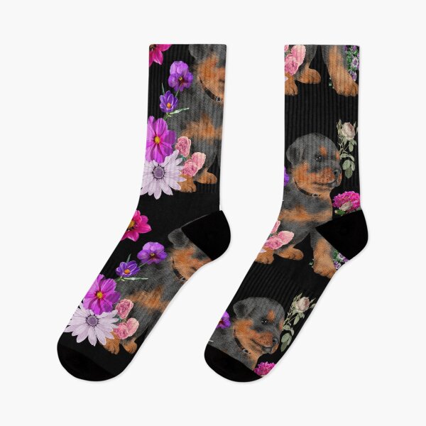 Item preview, Cute Rottweiler Puppy With Bright Flowers Design designed and sold by EarthArtDesigns.