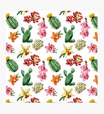 Cactus and Orchid Pattern Photographic Print