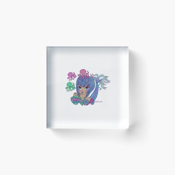 Mermaid with Octopus Friends Acrylic Block