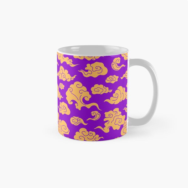 Item preview, yellow Cloud  pattern on dark light blue background wallpaper, gold oriental sticker illustration designed and sold by Design Repo.