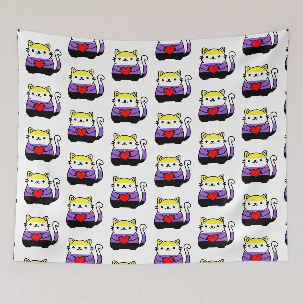 Item preview, Non Binary Pride flag kitty designed and sold by ilexdesigns.