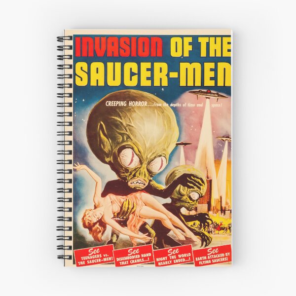 Item preview, Invasion of The Saucer-Men Retro Flying Saucer Alien Wide Movie Poster Gift designed and sold by Maljonic.