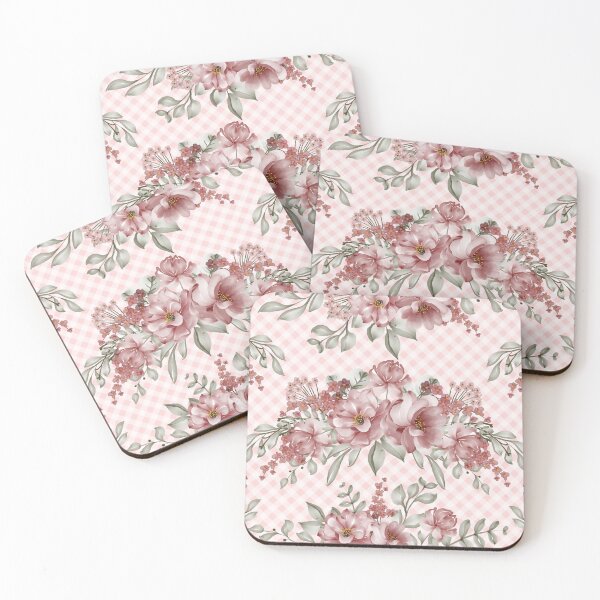 Item preview, Pretty pink watercolor painted florals and gingham, cottagecore aesthetic designed and sold by Orianah.