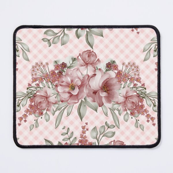 Item preview, Pretty pink watercolor painted florals and gingham, cottagecore aesthetic designed and sold by Orianah.