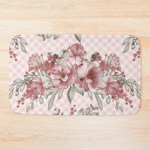 Item preview, Pretty pink watercolor painted florals and gingham, cottagecore aesthetic designed and sold by Orianah.