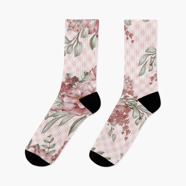 Item preview, Pretty pink watercolor painted florals and gingham, cottagecore aesthetic designed and sold by Orianah.