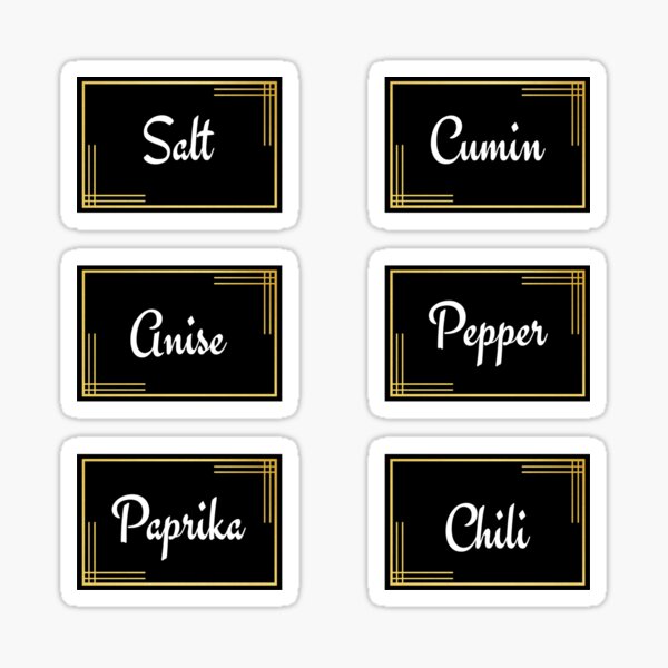 Pack 1 Classy Elegant Black and gold frame rectangle Spice jar