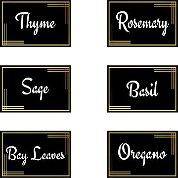 Pack 2 Round elegant black Spice jar Labels Sticker for Sale by