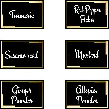 Black Rectangle Spice Labels Pkg/56