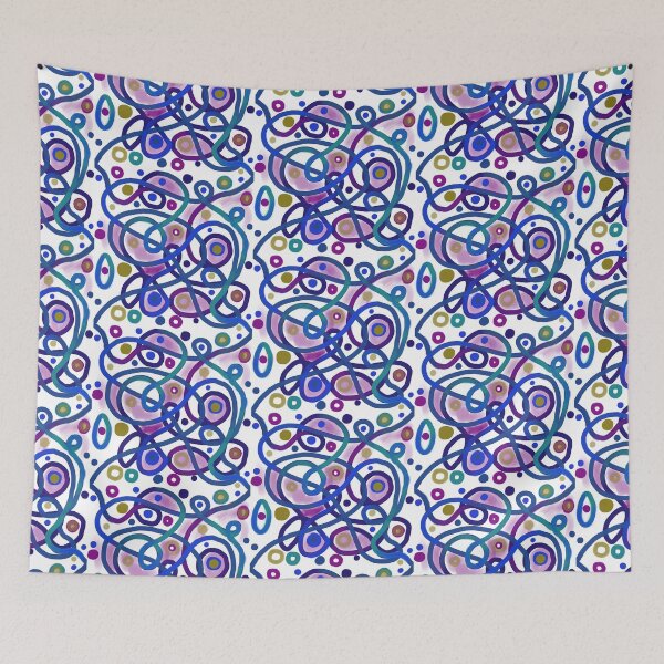 Item preview, Squiggly Abstract Composition, White and Blue designed and sold by PeckoBird.