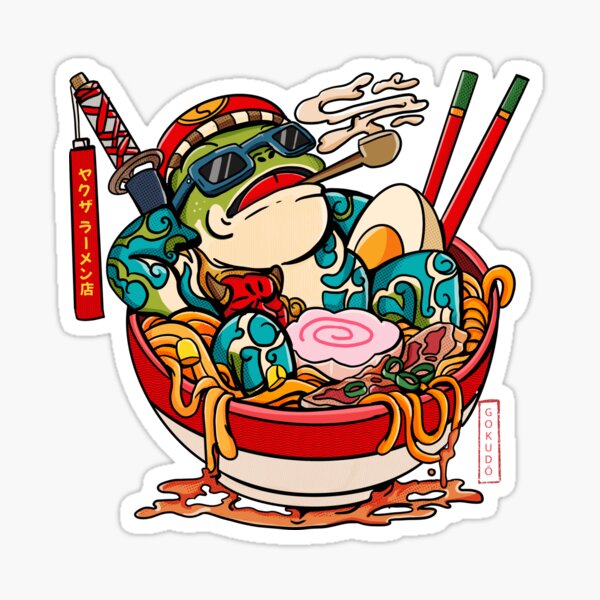 Vista previa del artículo con la obra «RAMEN DE RANA YAKUZA», diseñado y vendido por MuloPops.