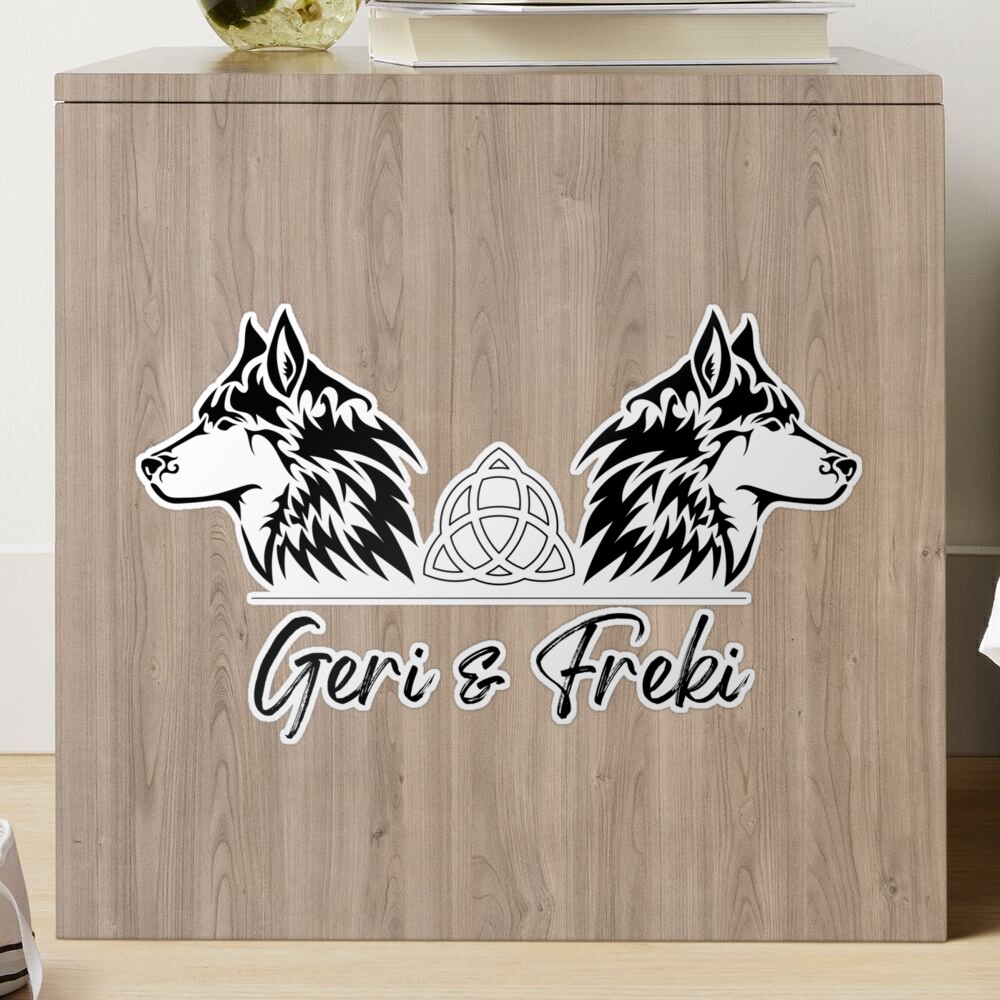 Odin Wolves Geri and Freki Personalized Your Name Sticker 10x9cm A6073