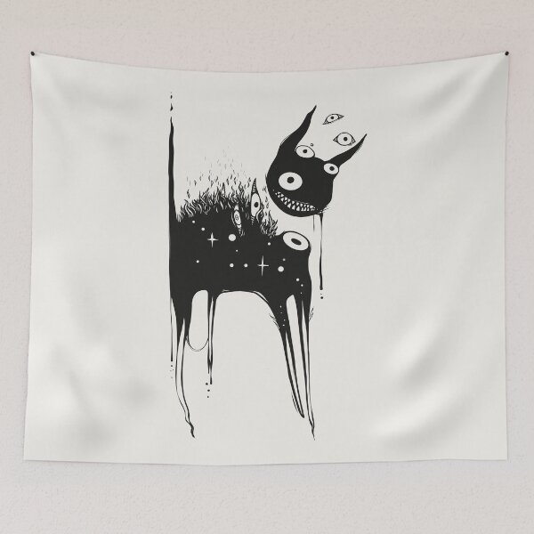 Item preview, Black Cat Monster With Creepy Grin designed and sold by cellsdividing.
