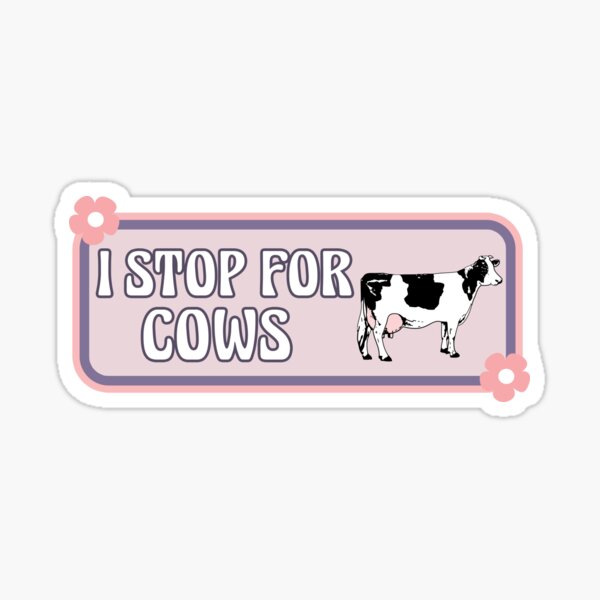 Vista previa del artículo con la obra «Me detengo por las vacas. Lindo parachoques divertido para amantes de las vacas.», diseñado y vendido por Fleyshop.