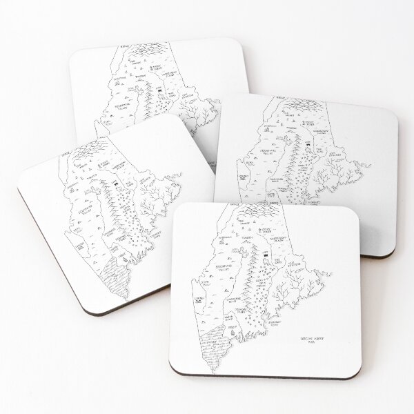 Item preview, Maine as a fantasy map - black and white designed and sold by aldayuan.
