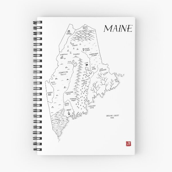 Item preview, Maine as a fantasy map - black and white designed and sold by aldayuan.
