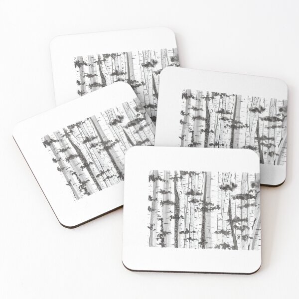 Item preview, A Sunny Silver Birch Forest Ink Painting designed and sold by Spammabelle.