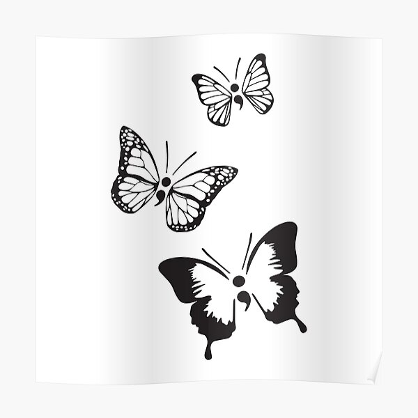 Semicolon Butterflies Poster