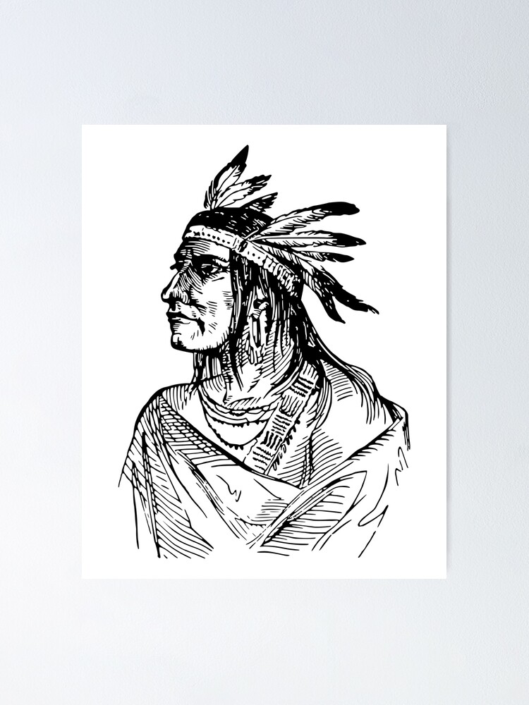 Native American Shoulder Tattoo BW