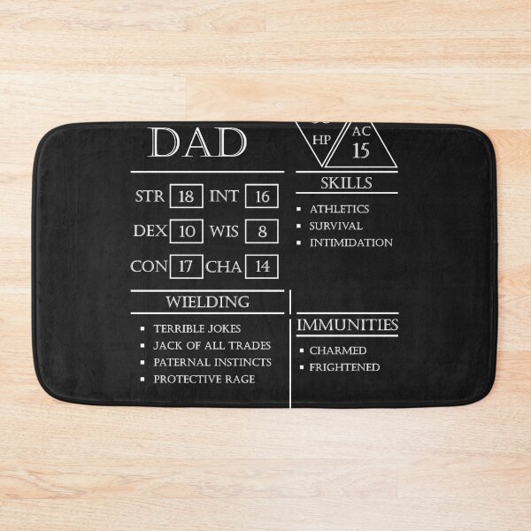Item preview, Dad stats character sheet white designed and sold by KeithCowley.
