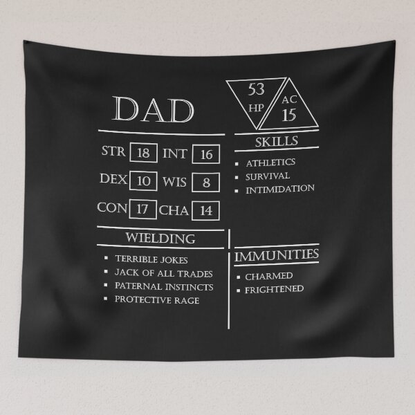 Item preview, Dad stats character sheet white designed and sold by KeithCowley.