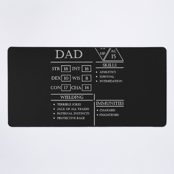Item preview, Dad stats character sheet white designed and sold by KeithCowley.