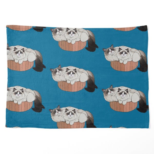 Ragdoll Cat Cuddle Pile - Fluffy Ragdoll Kitties - ocean blue background Pet Blanket