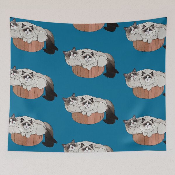 Item preview, Ragdoll Cat Cuddle Pile -  Fluffy Ragdoll Kitties - ocean blue background designed and sold by EcoElsa.