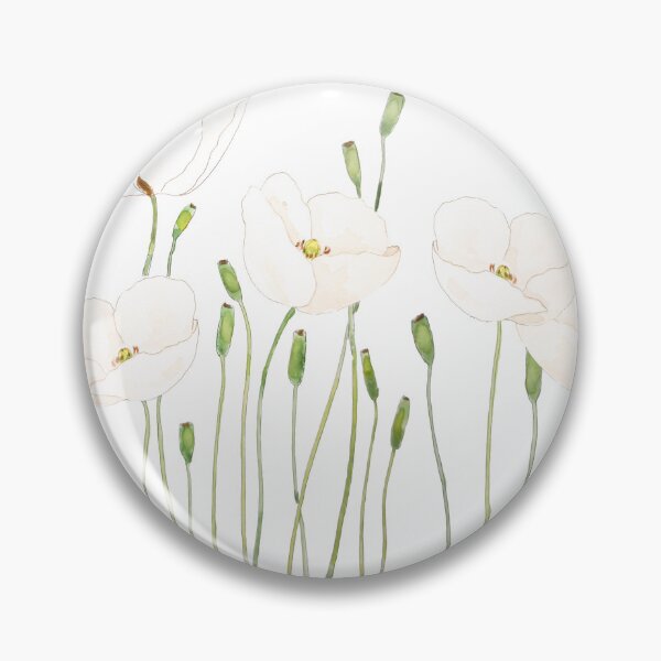 Item preview, hand painted white poppy watercolor horizontal  designed and sold by SelenePaintings .