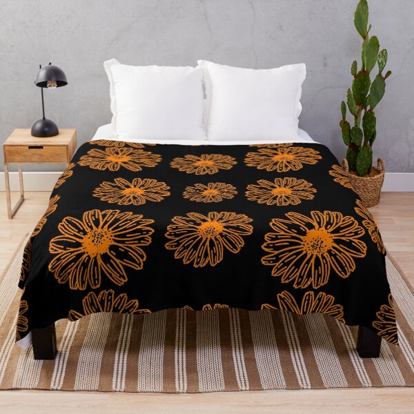 Item preview, Orange Flowers On A Black Background designed and sold by ThePeanutSeries.