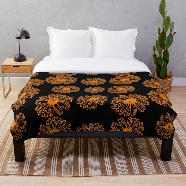 Item preview, Orange Flowers On A Black Background designed and sold by ThePeanutSeries.