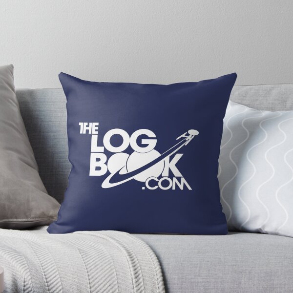 theLogBook.com New Logo in white - warp-capable Throw Pillow