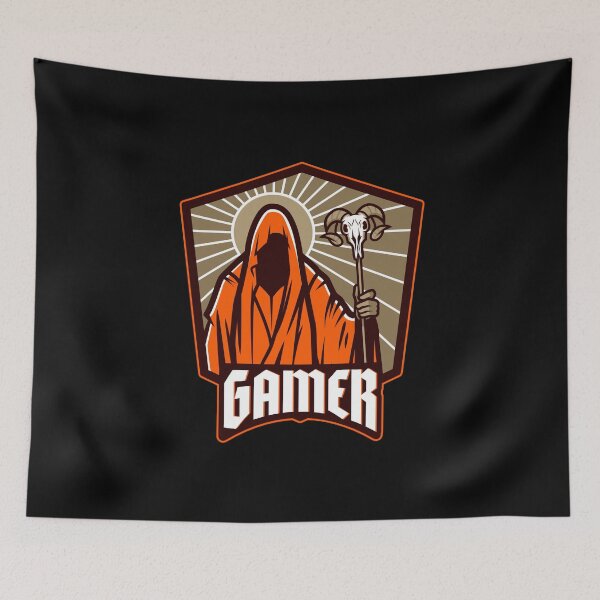 Item preview, Gamer with Death Figure holding Scepter designed and sold by PRIVARSHU.