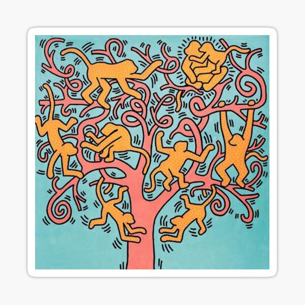 "tree monkeys" Sticker for Sale by GeraldJackso Redbubble