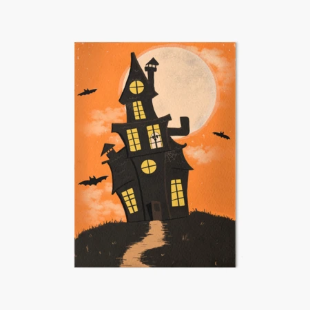 Orange Haunted House Halloween Canvas Paint Art Kit – Art by Jess