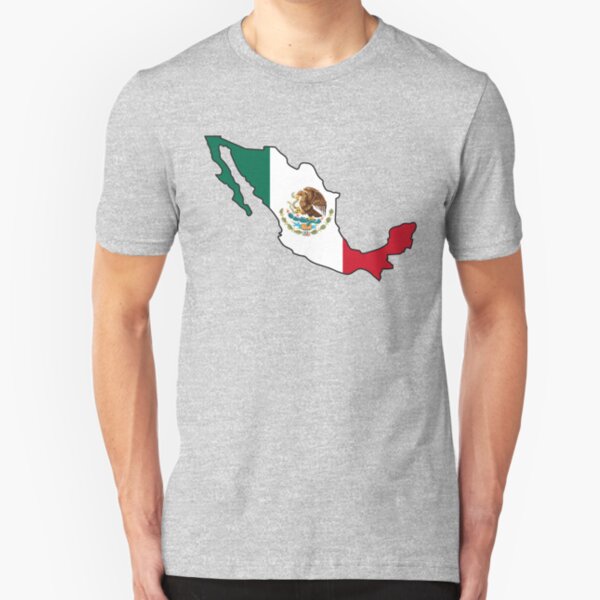 Mexico Flag and Outline Slim Fit T-Shirt