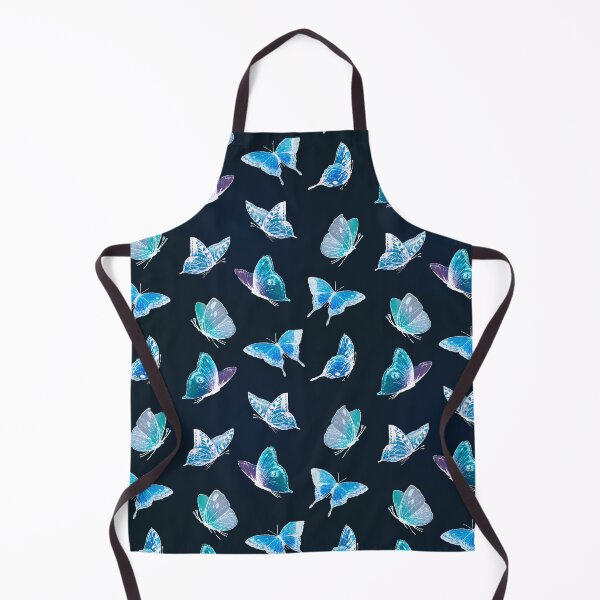 Item preview, Mystical Blue White Purple Butterflies Pattern Black Background designed and sold by Jaydee001.