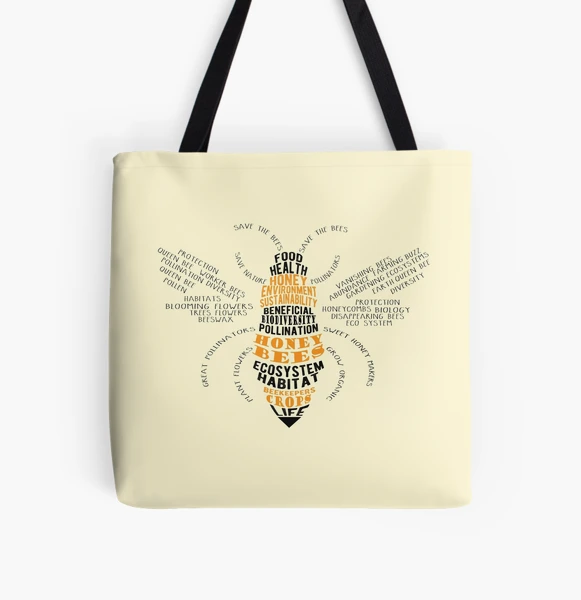 Bee Tote Bag, Queen Bee, Cute Canvas Aesthetic, Shopping, Large