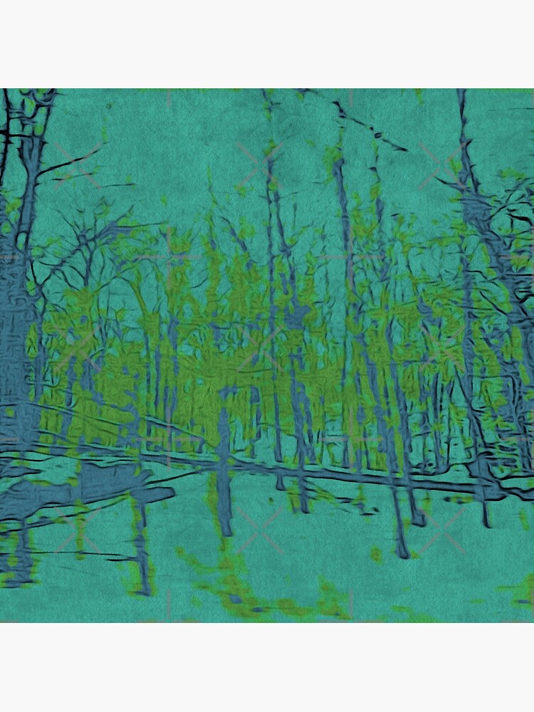 Thumbnail 3 of 3, Poster, Nature Lovers Gift - Into the Woods - Teal Blue Green Abstract Nature Art designed and sold by OneDayArt.
